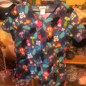Animal print scrub top